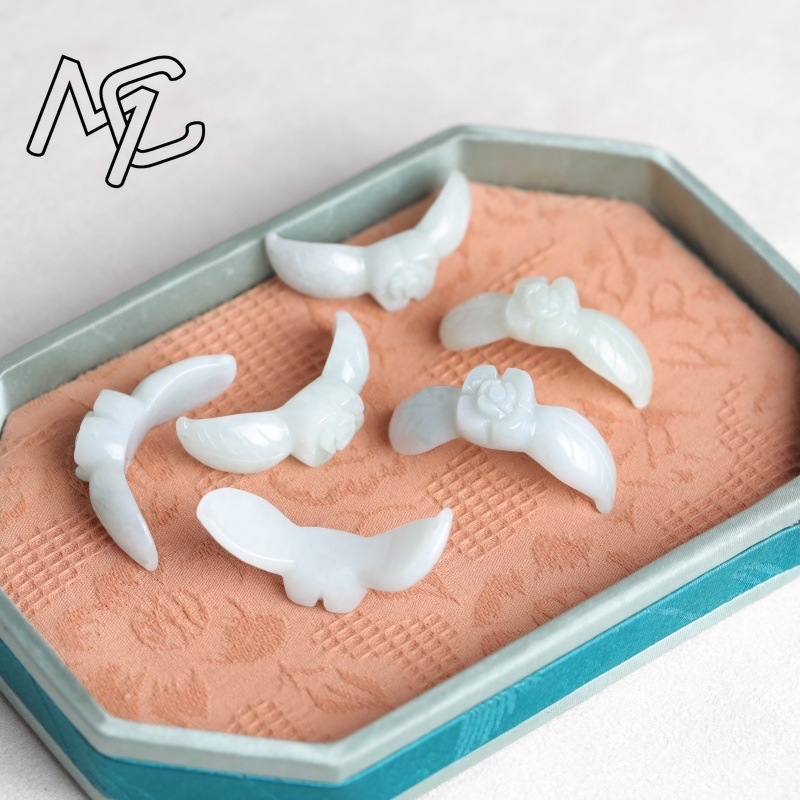 2PC Natural White Jadeite Jade - Beading ulasan dan harga