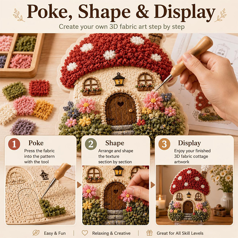 3D Mushroom House Poke Art DIY - Craft Tools ulasan dan harga