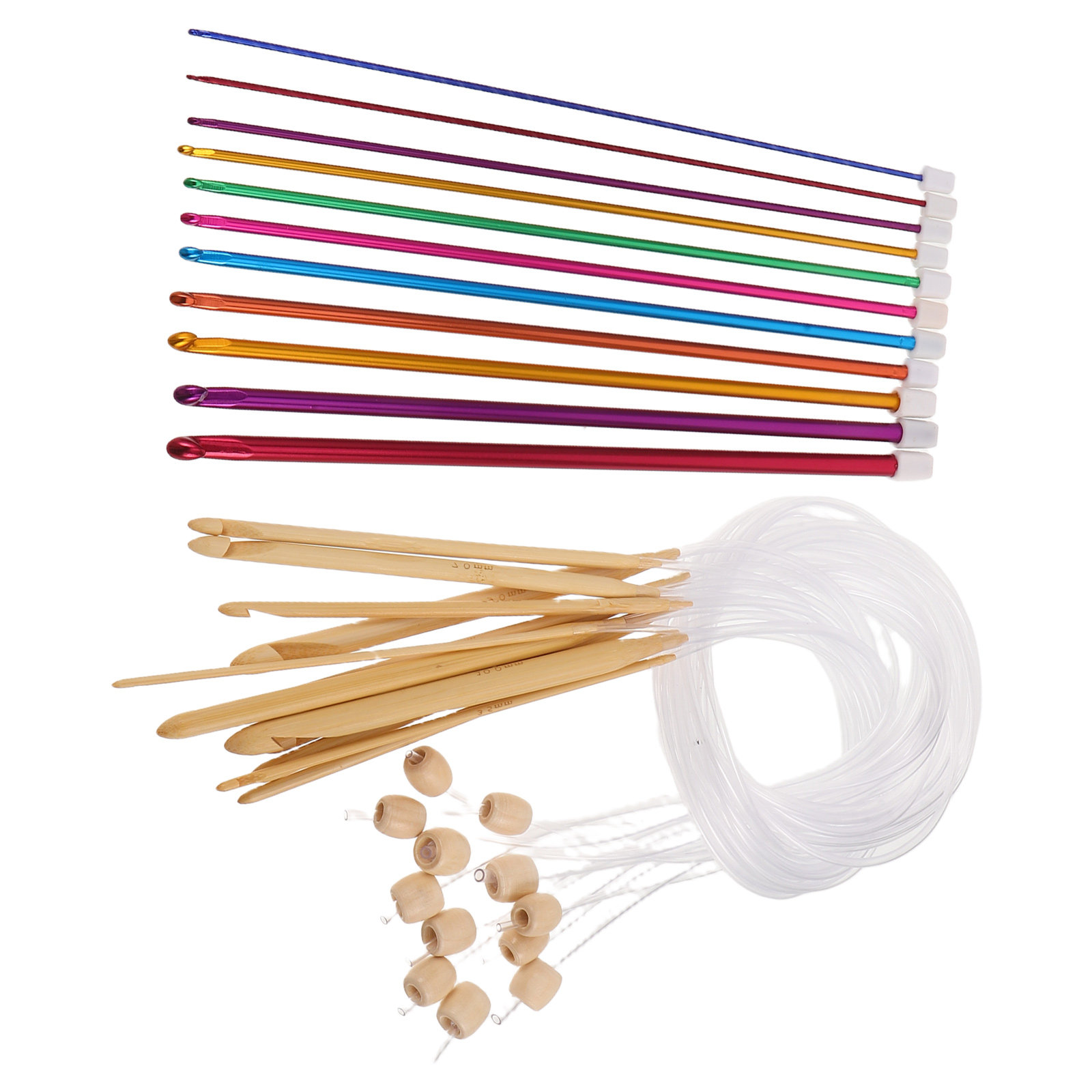 1Set Vibrant Crochet Hooks Set - Wooden Crochet Hooks Ergonomic Handle ulasan dan harga