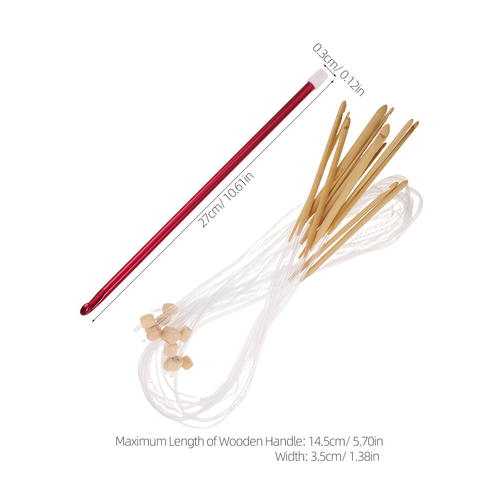 1Set Vibrant Crochet Hooks Set - Wooden Crochet Hooks Ergonomic Handle ulasan dan harga