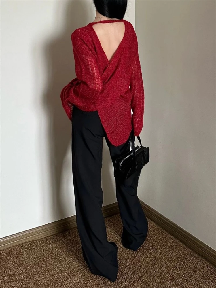Y2K See-Through Knitted Women' - Embroidery ulasan dan harga